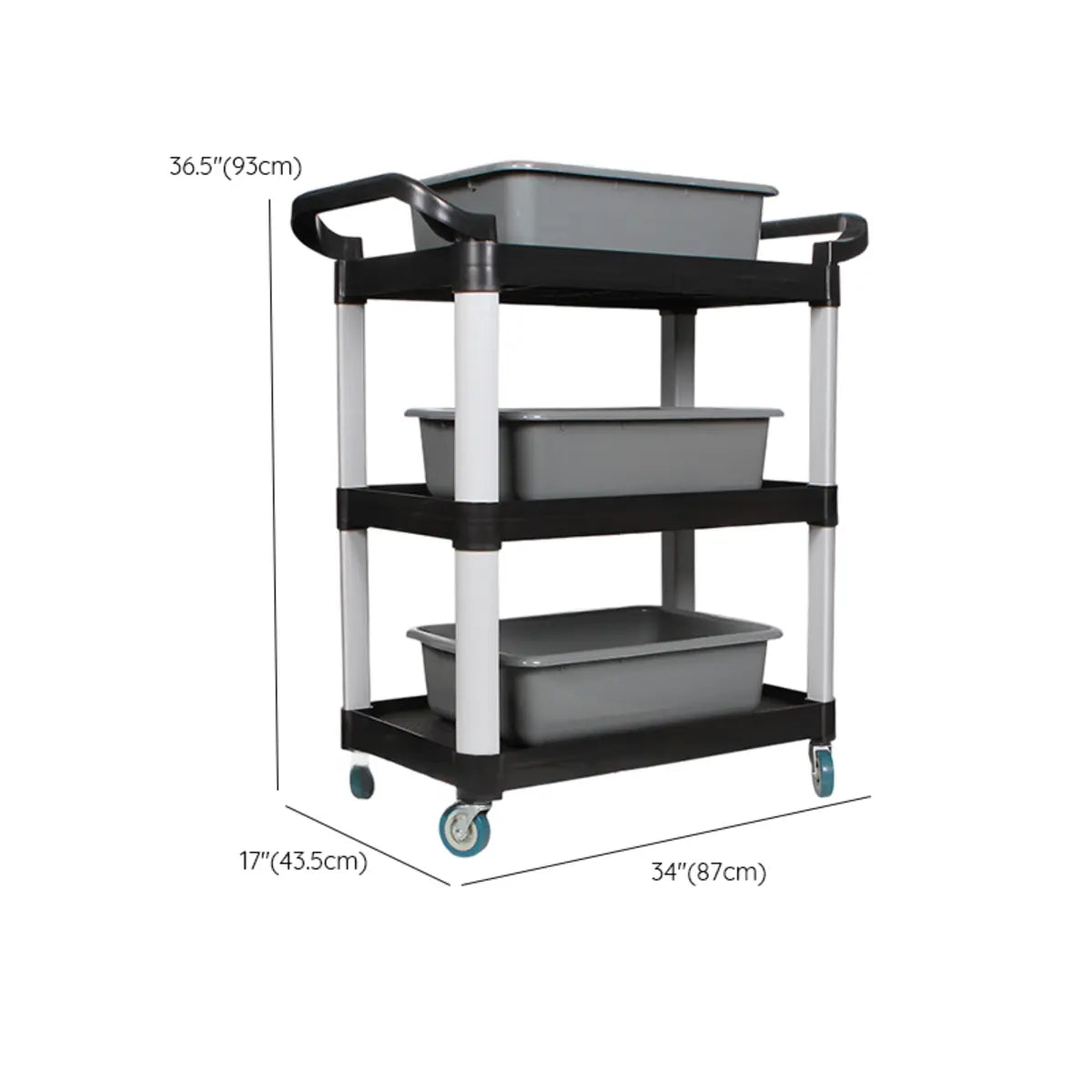 Black Movable Utility Cart with Two Hanging Buckets Image - 14