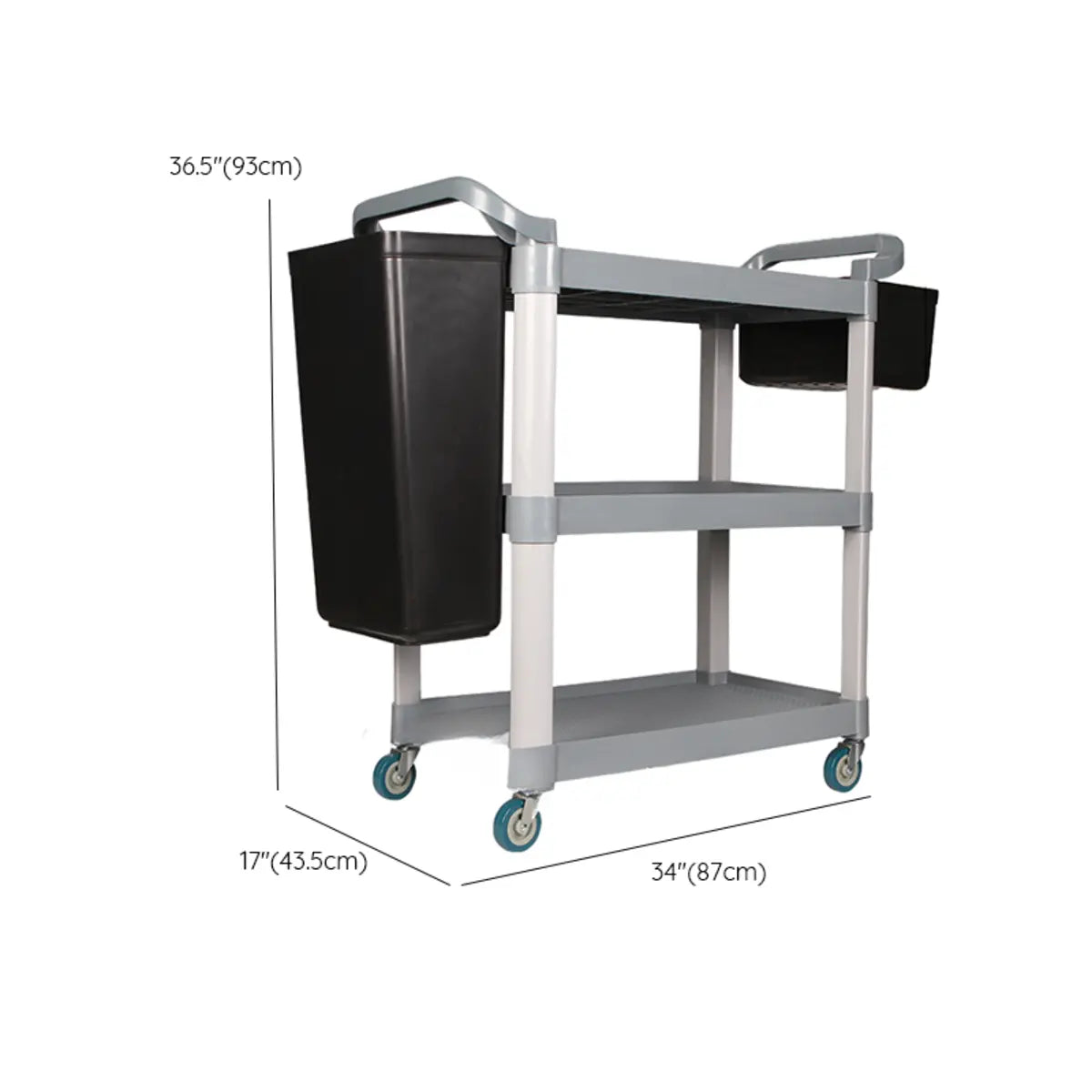 Black Movable Utility Cart with Two Hanging Buckets Image - 18