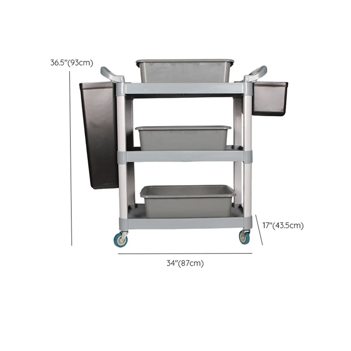 Black Movable Utility Cart with Two Hanging Buckets Image - 19