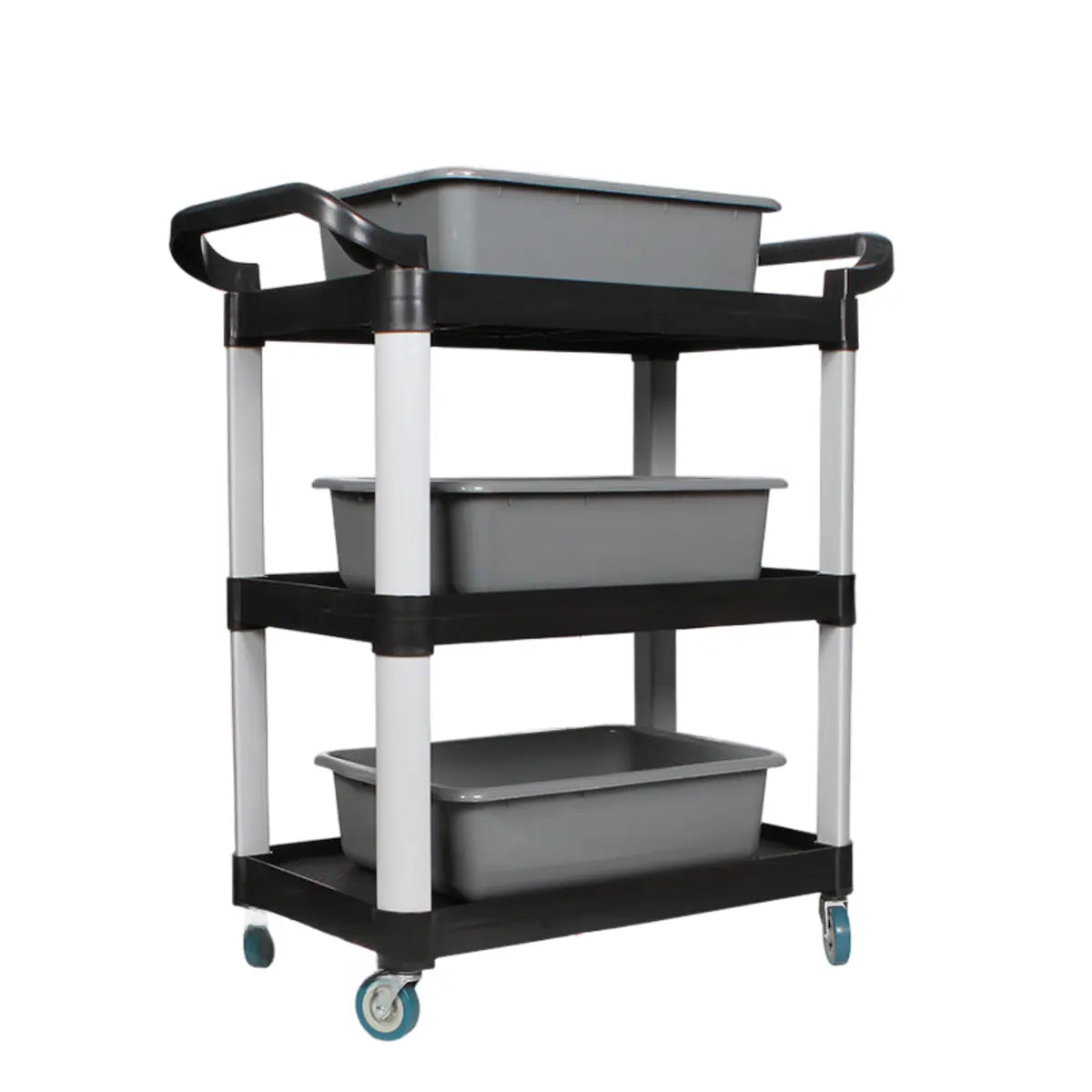 Black Movable Utility Cart with Two Hanging Buckets Image - 5