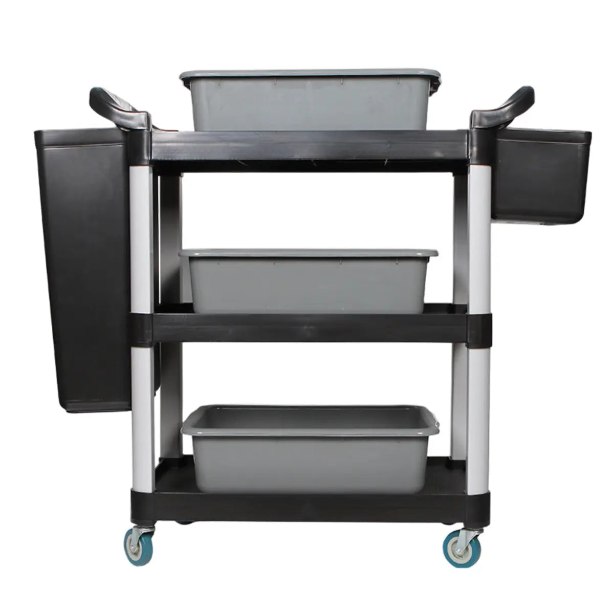 Black Movable Utility Cart with Two Hanging Buckets Image - 7