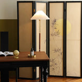 Black Oriental Wooden Artistic Folding Room Divider Image - 1