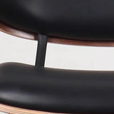 Black Oval Faux Leather Curved Back Metal Dining Chair Image - 8