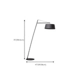 Black Oversized Drum Shade Modern Arc Floor Lamp #size