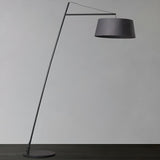 Black Oversized Drum Shade Modern Arc Floor Lamp Image - 2