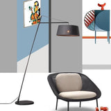 Black Oversized Drum Shade Modern Arc Floor Lamp Image - 3