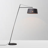 Black Oversized Drum Shade Modern Arc Floor Lamp Image - 4