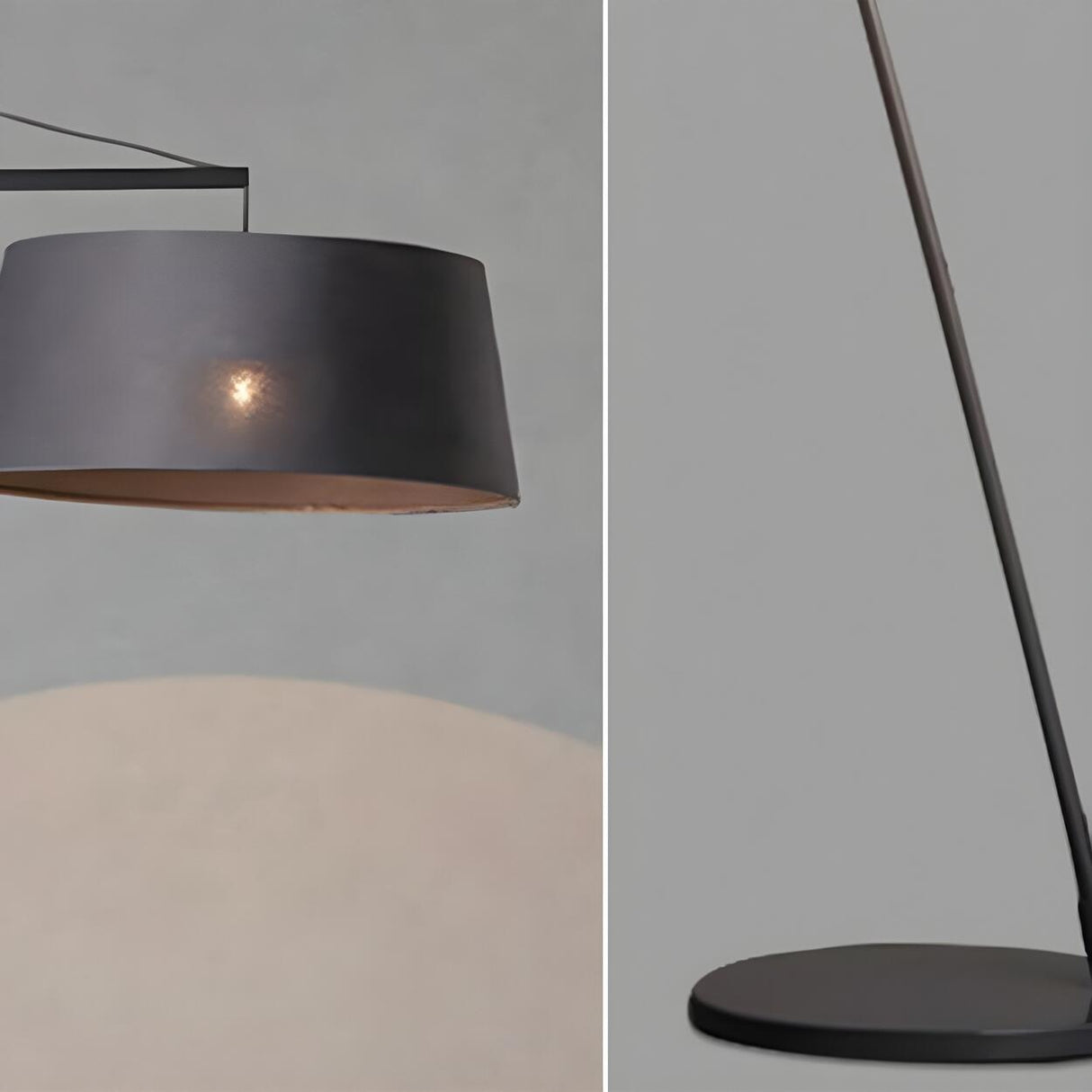 Black Oversized Drum Shade Modern Arc Floor Lamp Image - 7