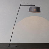 Black Oversized Drum Shade Modern Arc Floor Lamp Image - 8