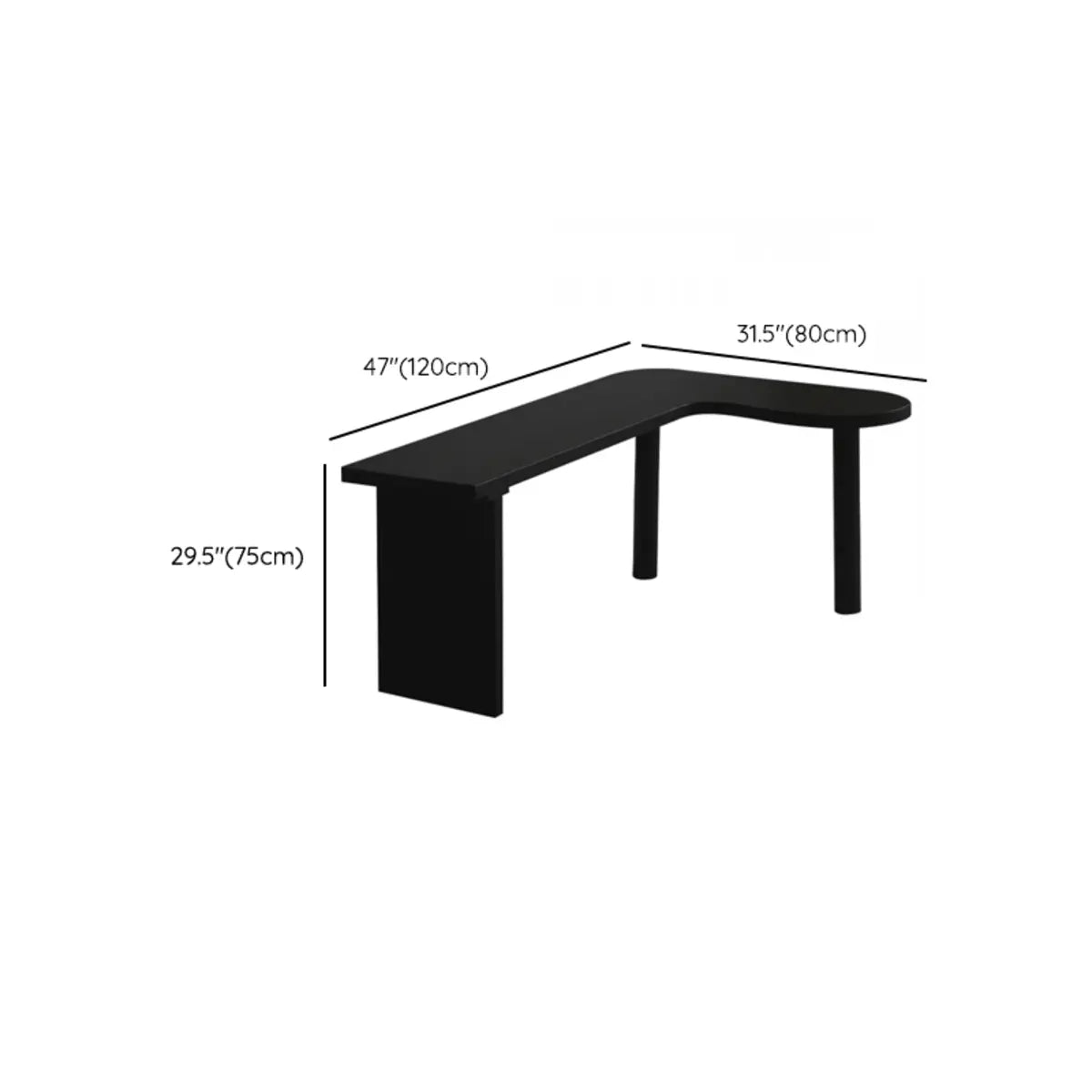 Black Pine Curved Butcher Block L-Shape Computer Desk Image - 12