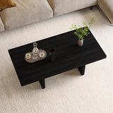 Black Pine Wood Rectangular Cross Legs Coffee Table Image - 3