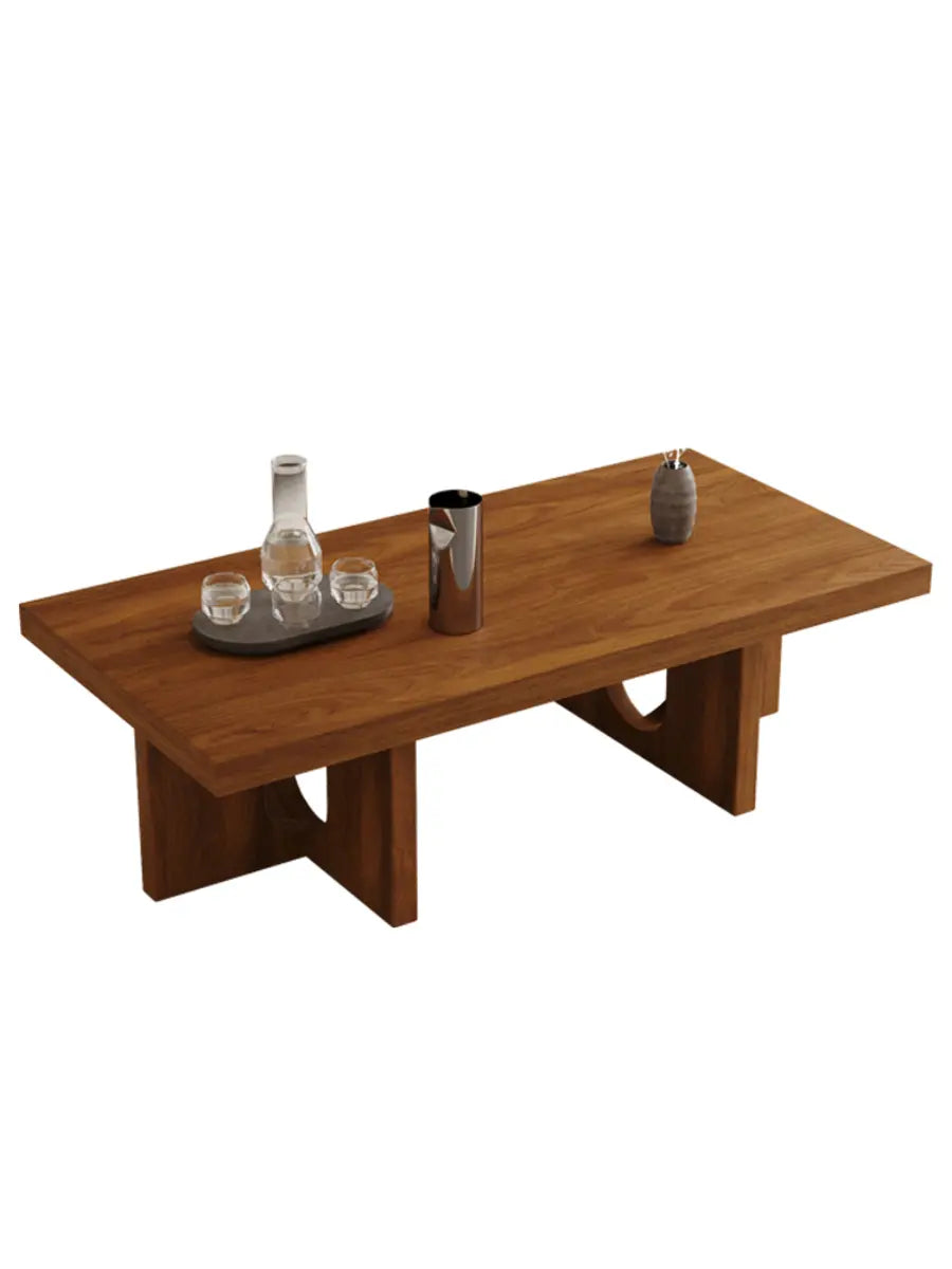 Black Pine Wood Rectangular Cross Legs Coffee Table Image - 5