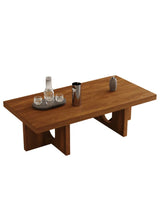 Black Pine Wood Rectangular Cross Legs Coffee Table Image - 5