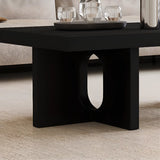 Black Pine Wood Rectangular Cross Legs Coffee Table Image - 6