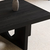 Black Pine Wood Rectangular Cross Legs Coffee Table Image - 7