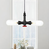 Black Pipe 2-Light Kitchen LED Edison Bulb Chandelier Image - 2