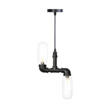 Black Pipe 2-Light Kitchen LED Edison Bulb Chandelier Image - 6