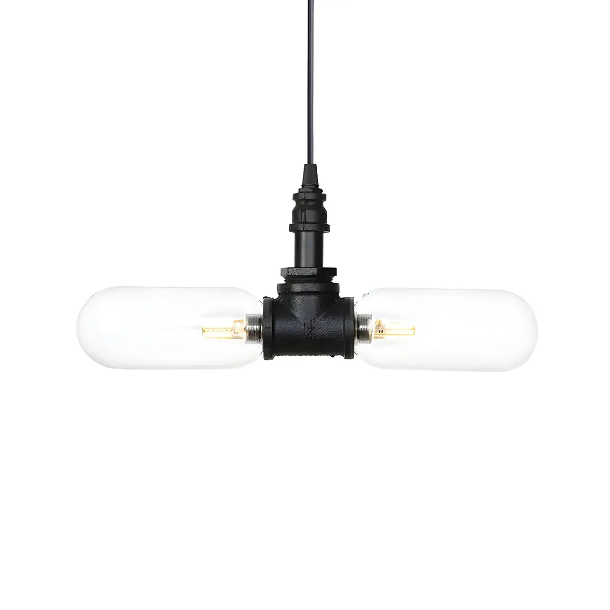 Black Pipe 2-Light Kitchen LED Edison Bulb Chandelier Image - 9