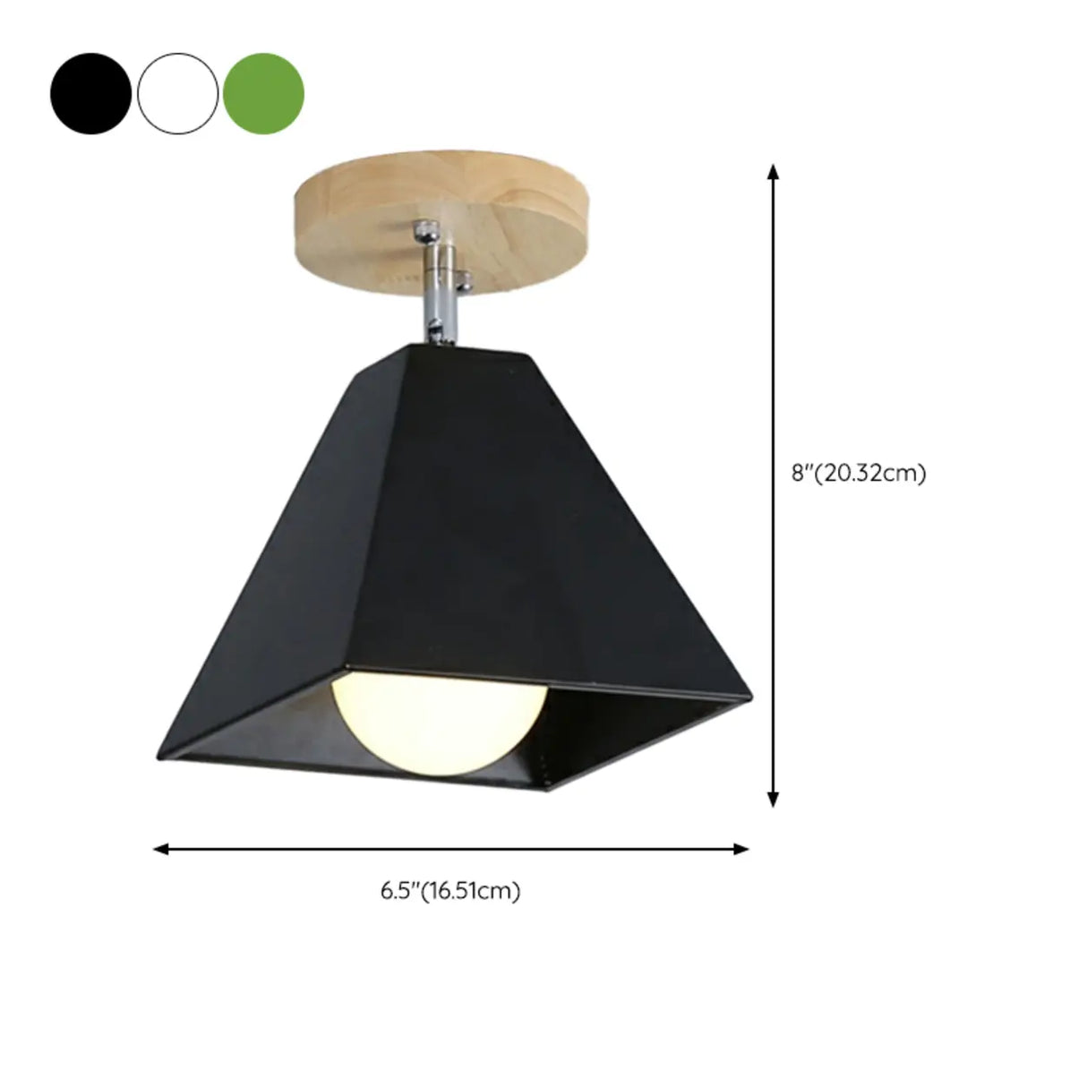 Black Pyramid Frustum Iron Semi-Flush Mount Light 