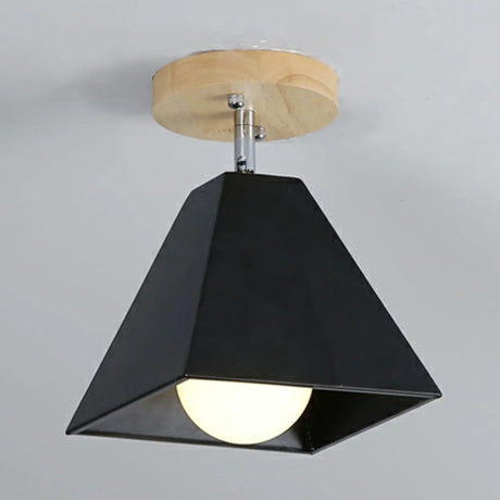 Black Pyramid Frustum Iron Semi-Flush Mount Light Image - 2