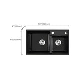 Black Quartz Rectangular Drop-In Overflow Kitchen Sink Image - 19