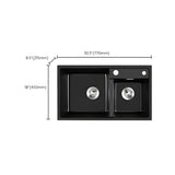 Black Quartz Rectangular Drop-In Overflow Kitchen Sink #size