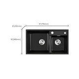 Black Quartz Rectangular Drop-In Overflow Kitchen Sink Image - 16