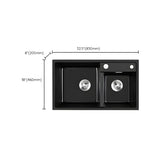 Black Quartz Rectangular Drop-In Overflow Kitchen Sink Image - 17