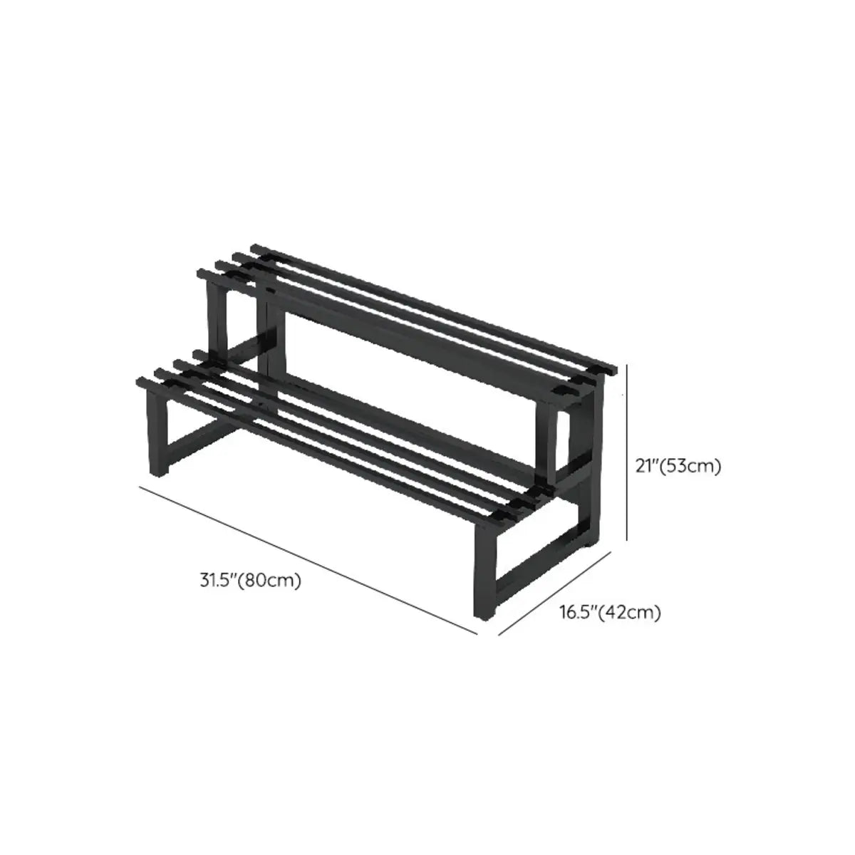 Black Rectangle 3-Tier Metal Storage Crate Plant Stand 