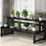 Black Rectangle 3-Tier Metal Storage Crate Plant Stand Image - 3