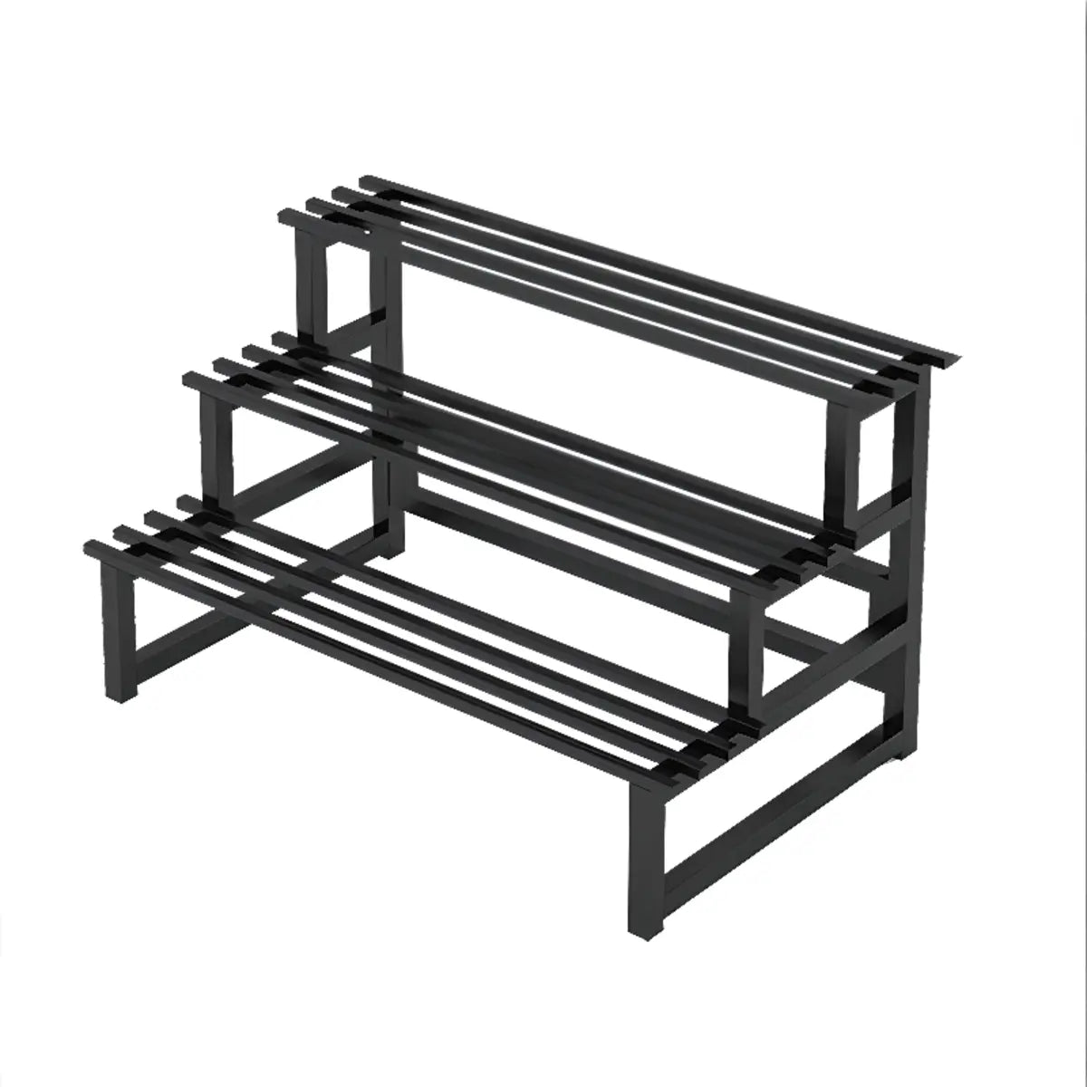 Black Rectangle 3-Tier Metal Storage Crate Plant Stand Image - 5