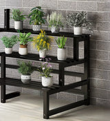 Black Rectangle 3-Tier Metal Storage Crate Plant Stand Image - 7