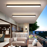 Black Rectangle Linear LED Flush Mount Ceiling Light Image - 8