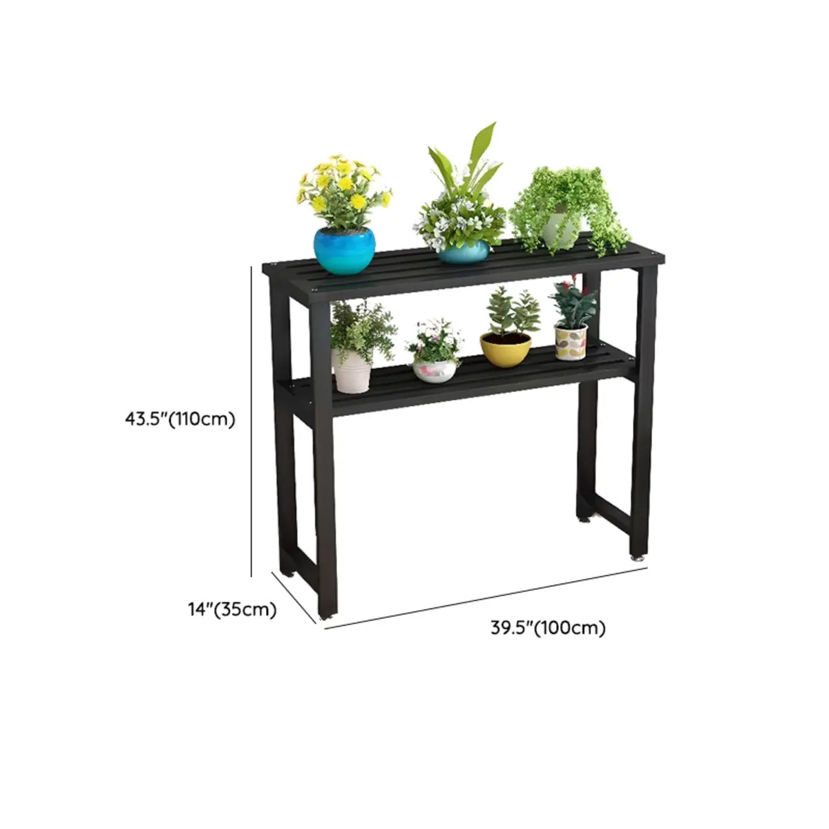 Black Rectangle Metal Balcony Storage Plant Stands Image - 12