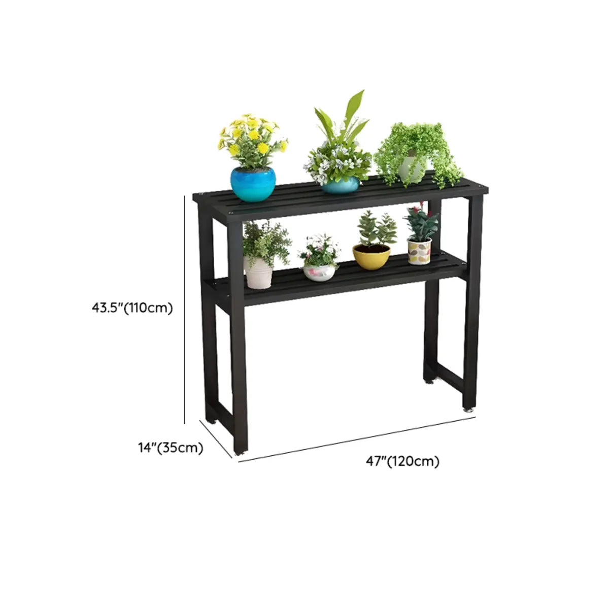 Black Rectangle Metal Balcony Storage Plant Stands Image - 13