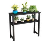 Black Rectangle Metal Balcony Storage Plant Stands Image - 5