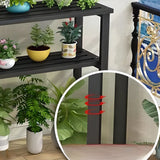 Black Rectangle Metal Balcony Storage Plant Stands Image - 6