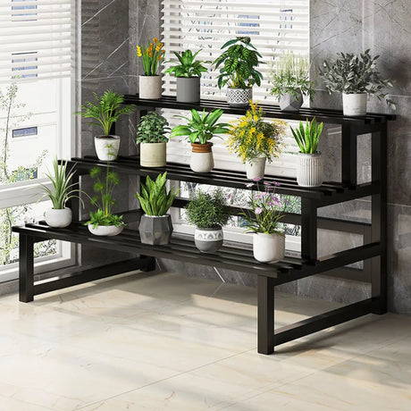 Black Rectangle Metal Floor Crate Display Plant Stand Image - 1