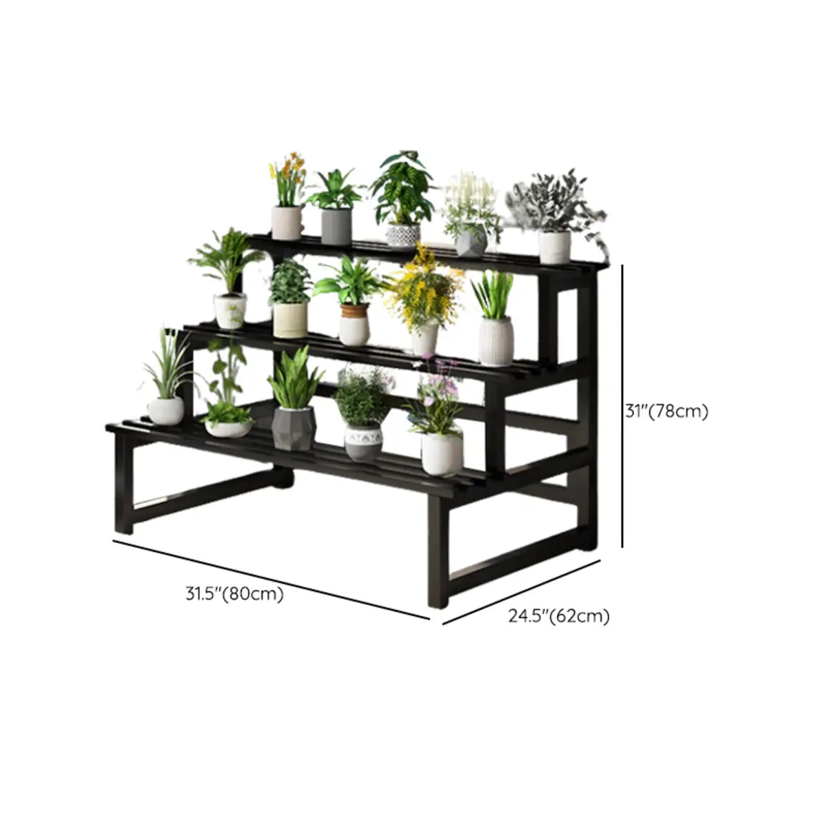 Black Rectangle Metal Floor Crate Display Plant Stand Image - 10