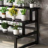 Black Rectangle Metal Floor Crate Display Plant Stand Image - 7