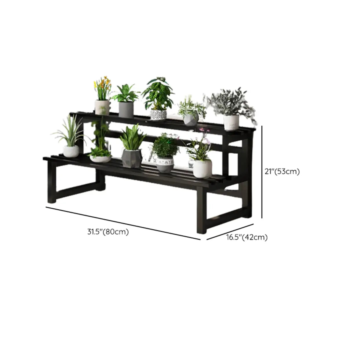 Black Rectangle Metal Floor Crate Display Plant Stand 