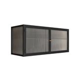 Black Rectangular Alloy Floating Mount China Cabinet Image - 5