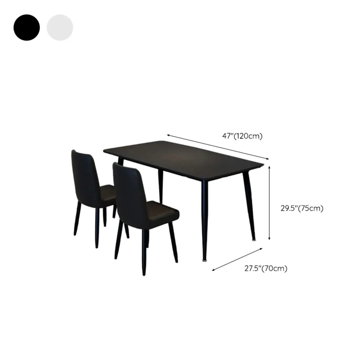 Black Rectangular Black Dining Table Set with Slate Top Image - 10