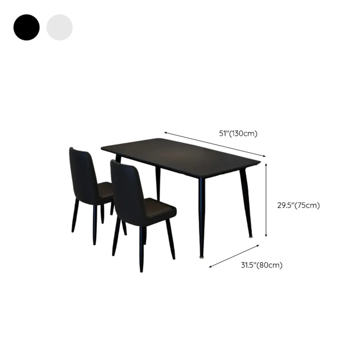 Black Rectangular Black Dining Table Set with Slate Top Image - 11