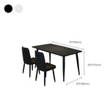 Black Rectangular Black Dining Table Set with Slate Top Image - 11