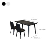 Black Rectangular Black Dining Table Set with Slate Top #size