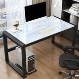 Black Rectangular Glass Top Steel Sled Gaming Desk Image - 1