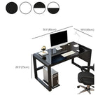 Black Rectangular Glass Top Steel Sled Gaming Desk #size