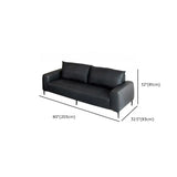 Black Rectangular Leather Wood Frame Sofa with Legs Image - 10