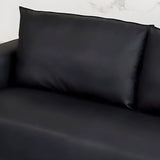 Black Rectangular Leather Wood Frame Sofa with Legs Image - 8